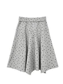 Rok Korea Vintage Serbaguna Niche Motif Bintang Asimetris Model A-Line Panjang Sedang yang Melangsingkan - Grey - View 2