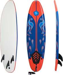 6' Surfboard, Surfing Board With 3 Removable Fins, Safety Leash, EPS Core & EPE Deck, Lightweight Surf Board For Teenagers, Adults, Beginners - Blue - View 9