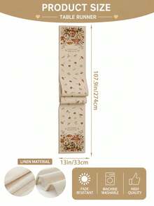 Autumn Mushroom Pattern "Autumn Blessing" Desktop Linen Table Flag+Placemat Set, Natural Style Home Decoration Table Flag, Foldable And Easy To Care For Kitchen Countertop Placemat, Autumn Decoration, Preferred Kitchen Supplies. - Multicolor - View 13