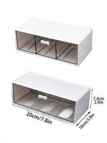Minimalist Clear Makeup Drawer Organizer, Aesthetic Desktop Storage Case For Dorm & Home, Chic Stackable Cosmetic Container For Vanity Organization, Modern Skincare - Multicolor - View 4