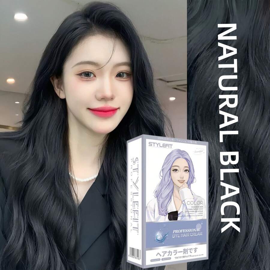 Krim Pewarna Rambut Hitam Alami Menutupi Uban Menutupi Semua Warna Pewarna Rambut Wangi 100ml+100ml - MultiWarna - View 1