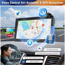 7 Inch HD Touchscreen Car Play Display Portable Car Radio Wireless CarPlay Android Auto Bluetooth GPS Navigation Mirror Link Rear View Camera, FM AUX/USB+ 64G TF Card Remote Control No Battery - D - View 2