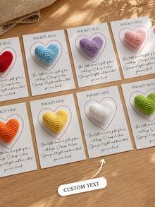 Customized Text Pocket Embrace Card, Crochet Heart-Shaped Pattern, Personalized Small Pocket Embrace Gift, Hand-Woven Heart-Shaped Commemorative Card, A Gift To Encourage And Comfort Friends. - Multicolor - View 10