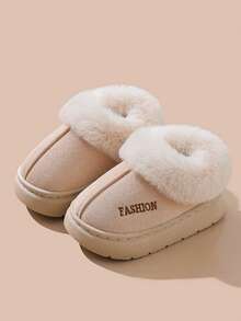 1 Pair Kids Indoor Slippers - Soft Sole Anti-Slip, Warm Winter Boys/Girls Suitable, Easy On/Off Open Design, Lightweight Home/Outdoor Shoes, - Beige - View 5