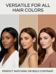 1pc Women's Multi-Color Wide Headband Wig Hair Hoop Fluffy Hair Hoop Decorative Accessory Faux Braided Headband Hair Clip Hair Ornament - Multicolor - View 5
