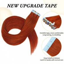 Lsybeauty 20pcs Straight Tape In 100% Remy Human Hair Extension For Salon  Multicolor  Color Copper Red 33# 16-26 Inches Silk Straight Seamless Skin Weft Hair Extension Tape In Hair Tape Ins Hair Extentions - S33 - 查看 2