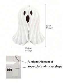 Halloween Honeycomb Paper Balls, Cute White Paper Ghost Decorations, Perfect For Birthday Parties And Theme Parties, Halloween Party Decor, Honeycomb Ball Scene Arrangement, Bar And Mall Ghost Lantern Props - Multicolor - View 10