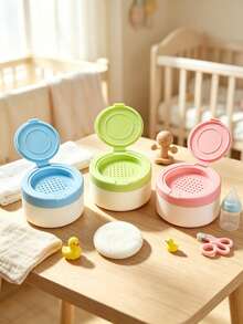 Caja portátil de polvo diario para bebé, excelente sellado para prevenir eficazmente la dispersión del polvo, con esponja de polvo a juego con tacto amigable con la piel, cuidando la delicada piel del bebé, práctica para el hogar y los viajes - Multicolor - Ver 1
