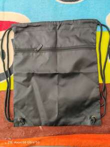 1pc Polyester Drawstring Backpack, Marathon Sports Bag, Basketball Bag - Black - View 11