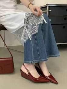 Red Pointed Toe Slingback High Heels Women, Thin Strap Backless Pumps, Commute Work, Date, Wedding Banquet Versatile Elegant Women Shoes - Red - View 2