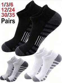 3/5/10/12/15/30 Pairs Of Men's Thickened Ankle Socks, Sports Running Socks, Low-Cut Casual Sports Socks, Ankle Socks, Unisex, Men's Boat Socks, Men's - Multicolor - View 13
