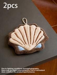 2pcs/1pc Starfish & Seashell Shaped Hanging Hand Towels, Soft Absorbent Quick-Dry Kitchen & Bathroom Towels With Ring Design, Ocean Beach Decor With Hanging Ring, Reusable Plush Hand Towels Suitable For Sink, Guest Bathroom, RV, Dorm And Housewarming Gift - Multicolor - View 11
