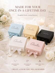1pc Customized Name Gift Box, Personalized Text Luxury Gift Box With Ribbon, Magnetic Closure Bridesmaid/Proposal Box, Empty Gift Box, Birthday Gift - Multicolor - View 9
