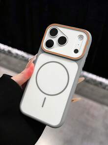 Spray-Painted Matte Dual-Color Magnetic Ring Wireless Charging Shockproof Phone Case Compatible With 17 Pro Max/16 Pro/15 Pro Max/14/13/12 Pro/11/13 Pro Max/14 Pro Max And Other Models, Fashionable Gift For Men And Women - Greyish White - View 3