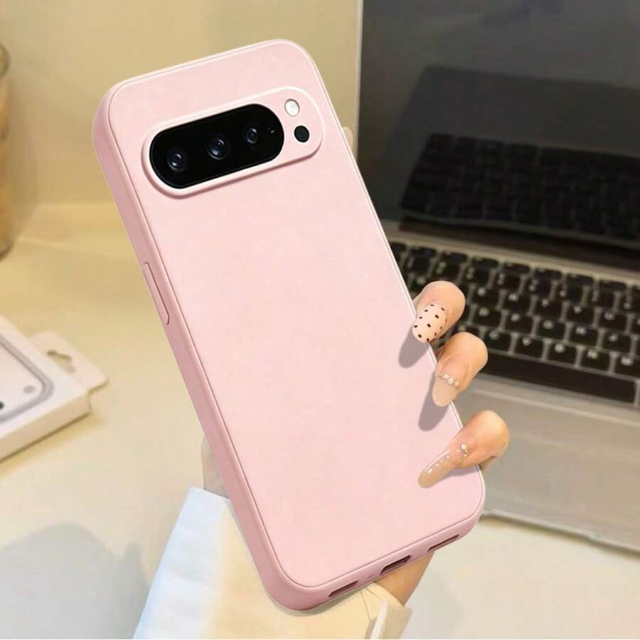 液態矽膠手機殼 附植絨內裡 適用 Pixel 6 7 8a 9a 9pro Xl 10 10a 10 Pro Xl 11 11 Pro Xl - 粉色 - 查看 1