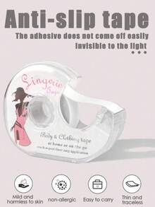 1 Roll PET Transparent Invisible Anti-Slip Double-Sided Tape, Specially Designed For Shirt Collar, Strong Adhesion, Anti-Slip, Invisible And Aesthetic, Moderate Stickiness, No Residue After Removal, Easy To Use, Anti-Fall, Fabric Fixing Fashion Sticker - Multicolor - View 7
