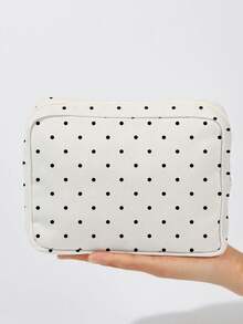 New Polka Dot Pattern Printed Makeup Bag, Portable Zipper Storage Bag, Toiletry Bag, Suitable For Daily Use/Outdoor/Travel, Convenient To Carry, Can Organize Cosmetics, Phone And Other Small Items, Travel Essential, Christmas Gift, Personalized Gift Bag, Teacher's Day Gift, Small Gift Exchange, Room Decoration, Random Polka Dot Density - Multicolor - View 3