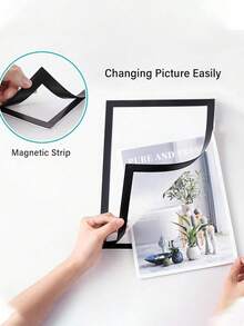 1pc A4 Size Magnetic Self-Adhesive Photo Frame, Portable Wall-Mounted Plastic Photo Frame And Document Display Frame, Suitable For Photos, Magnetic Whiteboard, Minimalist Decor, Magnetic Photo Frame And Folder, No Screws/Installation Required - Multiple Styles - View 2