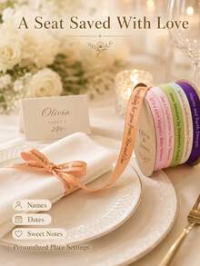 Customized Satin Ribbon, 25mm Personalized DIY Ribbon, Gift Wrapping, Birthday, Wedding, Anniversary, Woven Ribbon Bow Decoration Gifts, School Supplies, Back To School Season - Multicolor - View 5