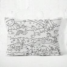 Children's 50*70cm Coloring Pillowcase Graffiti Long Pillow Parent-Child Activity DIY Hand-Painted Throw Pillow Cover - Multicolor - View 2