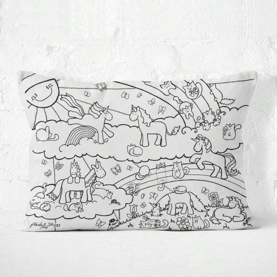 Children's 50*70cm Coloring Pillowcase Graffiti Long Pillow Parent-Child Activity DIY Hand-Painted Throw Pillow Cover
