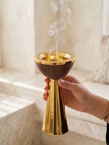 Luxury Metal Incense Burner Arabic Style, Dual-Use As Aromatherapy Diffuser And Incense Burner, Creates Elegant Atmosphere For Home And Home Decor, Suitable As Birthday Or Wedding Gift, Saudi National Day/Fragrance Corner - Wood Grain Style - View 12