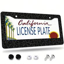 2D Flat, Single-Piece, For Decorative Purposes Only, Black Leopard Print License Plate Frame, Car Decoration Accessory, Size 16* 31cm (6.2* 12.2inch ), 2D Flat Is For Decoration Only - Style - View 3