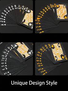 Waterproof Plastic Playing Cards, Tear-Resistant Textured Black & Gold Poker Cards, Unisex Cool Magic Performance Novelty Cards, Suitable For Beach, Bachelor Party Games, Outdoor Parties, Back To School, Home Decor, Travel & Holiday Essential Accessories - Multicolor - View 6