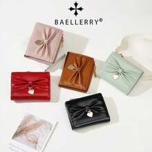 Cartera de Cuero Sintético para Mujer Baellerry con Cierre,últiples Ranuras para Tarjetas, Bolso de Mano Simple y Elegante, Monedero Multifuncional - Negro - Ver 5