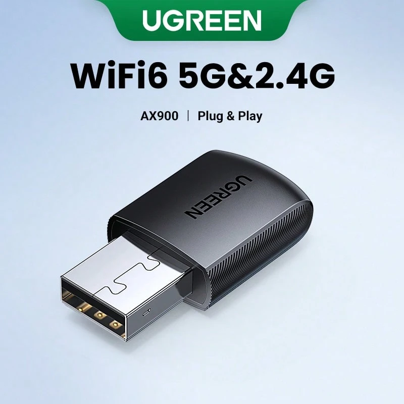 UGREEN 2.4G & 5G WiFi6 Wireless Network Card 600Mbps 286Mbps USB WiFi Adapter For PC Computer USB Ethernet WiFi - Black - View 1