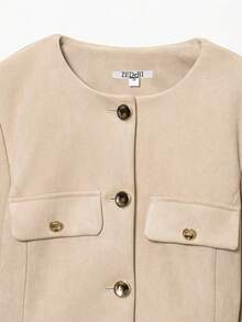GDDYIN Women's Autumn New Elegant Retro Style Commuting Outfit Solid Color Front Buckle Belt Slim Fit Jacket Fall - Beige - View 9