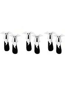 1/2/3 Pairs 3D Magnetic Hand-Holding Bat Ghost Mid-Calf Socks, Fun Halloween Costume Role Play Outfit Accessory Prop, Unisex - Black and White - View 4