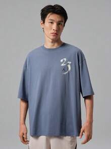Jordan Kaos Rajut Lengan Pendek Tanpa Kerah Pria AS DF SPT STMT GFX SS Crew TIQ7287-491 - Navy Blue - View 1