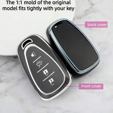 TRTY 1pc Chevrolet Car Fashion Key Case, Premium Soft TPU Smart Key Cover With Carbon Fiber Keychain, 4-Button Protective Cover Compatible With Equinox, Malibu XL, Blazer, Orlando, Cruze, Cruze. With Remote Start Button Compatible With New Cruze, Trax, Tracker Models, Supports Remote Start Key Or Find Car Alert Key, Fashionable And High-End Matching Keychain, Car Key Accessories - Chevrolet 4-button Key Fob Cover - View 3