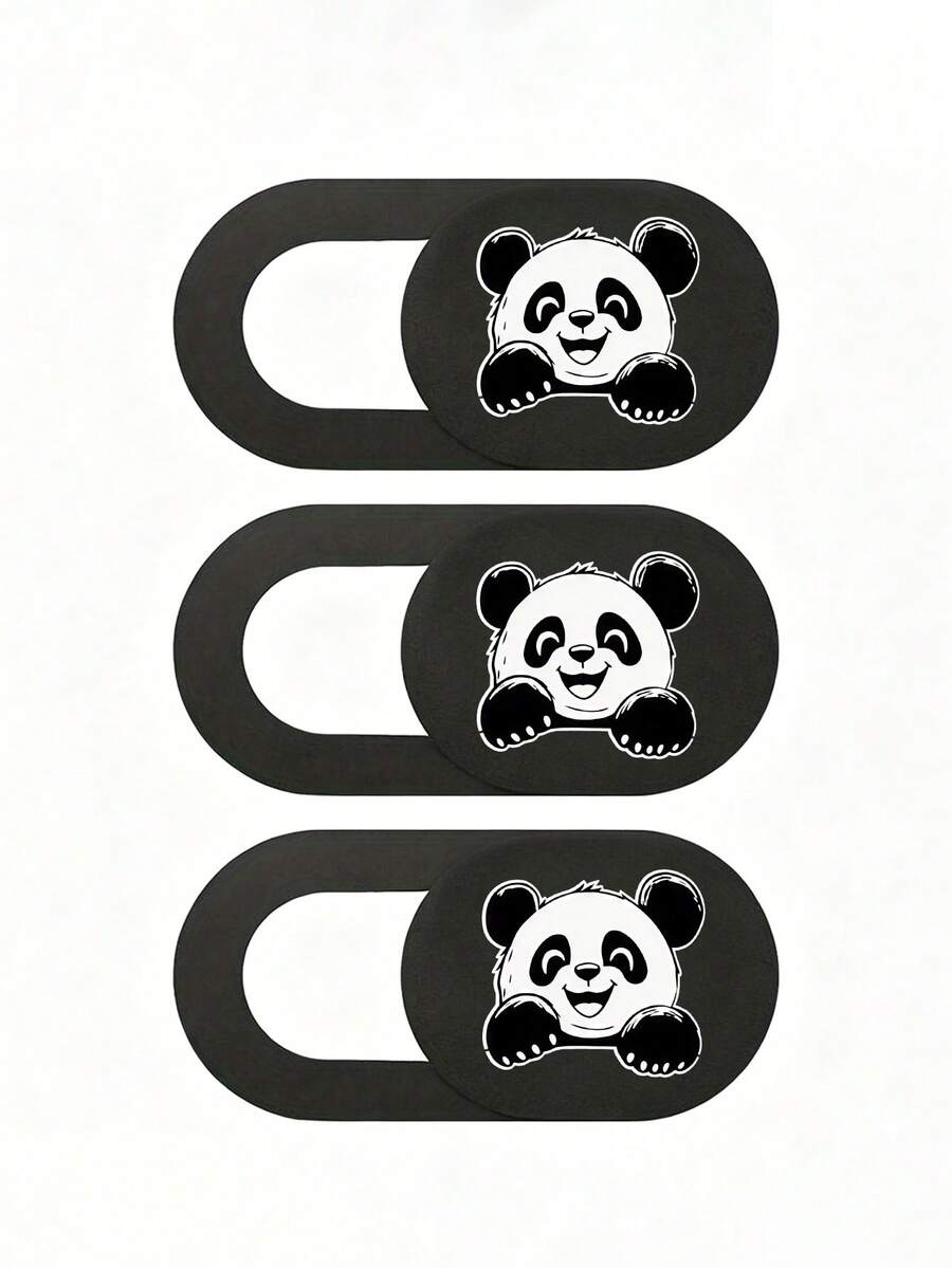 3pcs Cute Panda Pattern Camera Privacy Cover, Ultra Thin Sliding Webcam Blocker, Privacy Protector For Smartphone Laptop Desktop Tablet, Strong Adhesive Decorative Camera Lens Cover - Multicolor - View 1