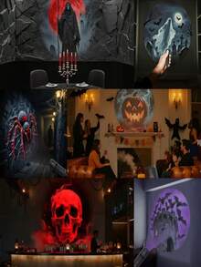6pcs Halloween USB Projector Lights, Creative LED Halloween Projector Lights, Scary Atmosphere Lights, 6 Patterns USB Projector Lights, Suitable For Ceiling, Wall Decoration, Indoor Decoration, Home Decor, Halloween Decoration, Party Decoration And Room And Living Room Decoration - Halloween USB Projector Light 2 - View 7