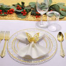 2/12/25/50pcs Transparent Hammered Gold Rim Plates, 7.5 Inch And 10.25 Inch, Suitable For Cakes, Salads, Desserts And Main Courses, Wedding Receptions And Parties - Transparent - View 10