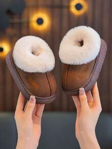 1 Pair Kids Indoor Slippers - Soft Sole Anti-Slip, Warm Winter Boys & Girls, Easy On/Off Open Design, Lightweight Home/Outdoor Shoes, - Brown - View 5