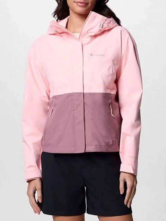 Columbia Jaket Olahraga Wanita Outdoor Tahan Air Terbaru, Jaket Softshell Kasual Berkerudung - Berwarna merah muda - View 1
