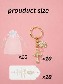 60pcs/20set Gantungan Kunci Salib dengan Tas Hadiah Organza dan Label, Cocok Sebagai Hadiah Baptisan, Acara Menyambut Bayi, Pesta Ulang Tahun, Peringatan Keagamaan, Hadiah Komuni Pertama Kristen - MultiWarna - View 10