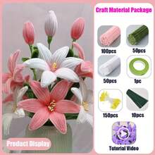 362 Lily Flower Kit Pink / Blue/ Red /Purple Chenille Stems, Flower Stem & Tape For Wedding & Mother's Day Gift,Lily Flower Pipe Cleaners Making Set - Lily - View 13