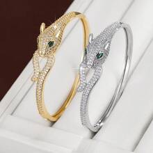 1pc Animal Mouth Biting Tail Design Cubic Zirconia Inlaid Women's Bracelet - Multicolor - View 9