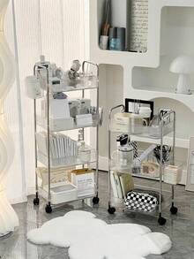 1pc Multi-Layer (2/3/4-Tier) Transparent Multi-Functional Trolley, Storage Rack, Strong Load-Bearing Capacity, Swivel Wheels, Lockable, Convenient And Flexible, Acrylic Material, Floor-Standing Mobile Snack Storage Cart,Suitable For Kitchen, Bathroom - Multicolor - View 7