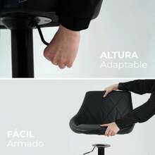 Sillas de Bar y Barra de Cocina con Respaldo y Reposapies de Altura Ajustable - Bancos Taburetes para Bar con Asiento Acolchado Diseño Elegante Set de 4 Piezas Negro + Kit de Armado - Blanco - Ver 9