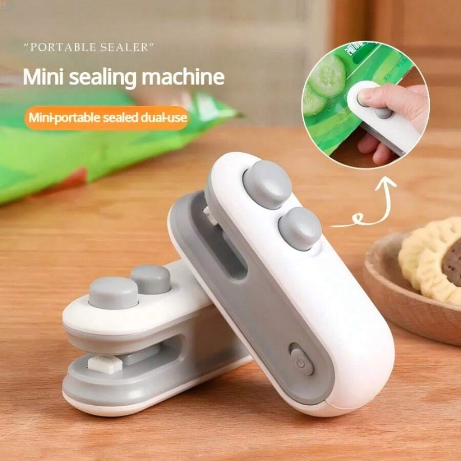 SOKANY Portable Mini Sealing Machine, Snack Bag Sealing Clip, Dual Functions Of Sealing And Opening, Built-In Cutter, Type-C Convenient Charging (200mAh), Long Standby Time, Can Absorb Refrigerators, Suitable For All Kinds Of Snack Bags, Food Bags.
