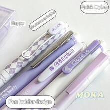 10pcs Sunset Pink Neutral Pens Set, Clear Student Exam Pens, Durable Black Ink, Back To School - A - View 3