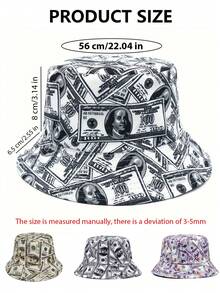 XAXRE Dollar Pattern Unisex Fashion Summer Sun Hat Outdoor Travel Beach Hat Lightweight Foldable Summer Hat - American Style - View 6