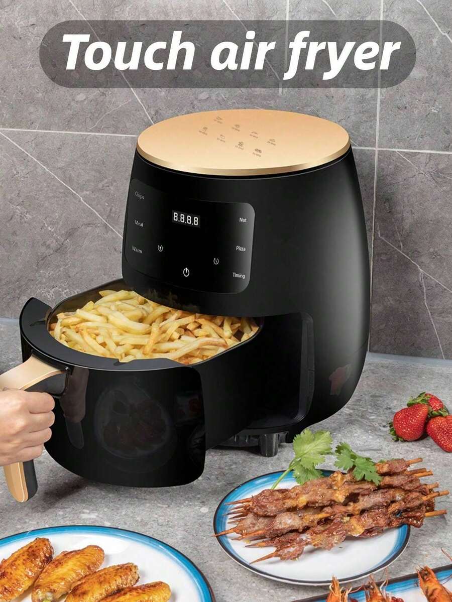 FIYIBAN 4.2QT Large Capacity Smart Automatic Home Air Fryer, Multi-Function LED Touch Screen, Suitable For Frying, Electric Oven, Fried Chicken, Microwave - Black - View 1