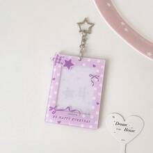 1pc Polka Dot Bow Photocard Holder With Star Keychain, Cute Acrylic Card Sleeve, Portable Idol Photo Card Cover, Student ID Badge Holder, Decorative Campus Card Case For 3 Inch Photocard Collection, Back To School - Card Sleeve - View 14