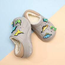 Kids' Thermal Lined Clogs With Cute 3D Dinosaur Decor, EVA Non-Slip Soft Sole, Unisex Home & Outdoor Wear, Warm For Autumn/Winter - Grey - View 7